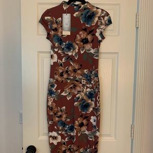 Floral dress. Main color is mauve